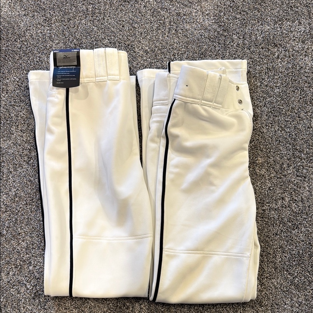 Mizuno white with black strip baseball pants xs mens